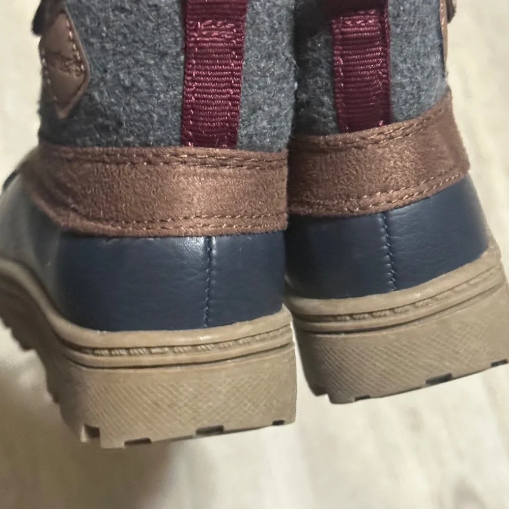 Carters Toddler Boots Ankle Winter Lace Up Hook Loop‎ Gray Blue Brown Size 6